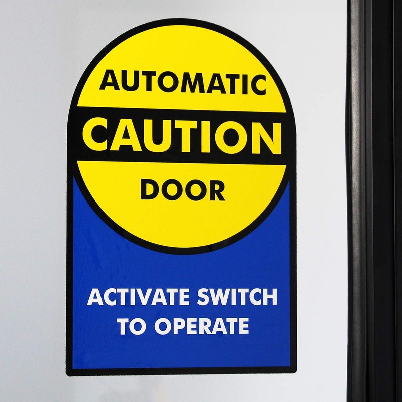 SmartSign 9 x 6 inch (Pack of 1) â€œCaution - Automatic Door Sticker, Activate Switch to Operateâ€ 2-Sided Window Decal, Polyester, Screen Printed, Multicolor - Image 3
